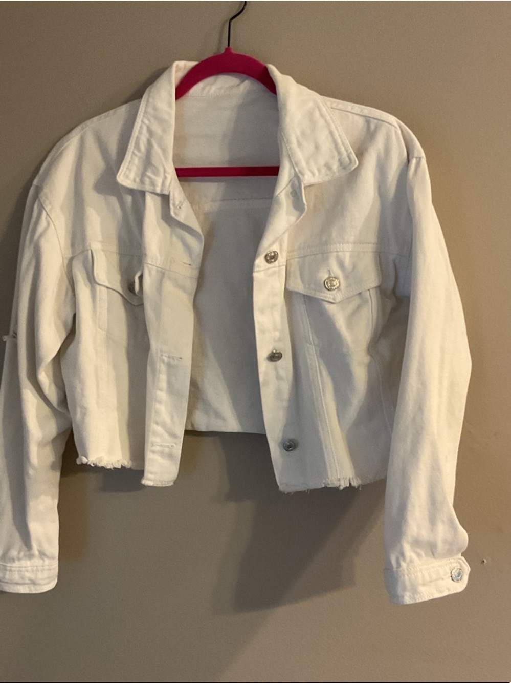 SHEIN White Cropped Denim Jacket